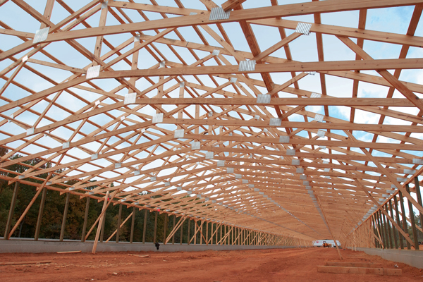 roof trusses of an agricultural building
