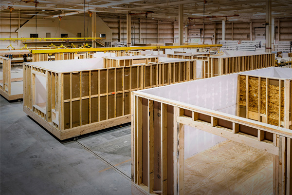 manufactured homes inside of factory